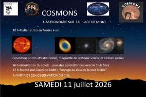 Cosmons :  nuit des étoiles à  Mons le 11 juillet 2026