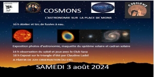 Cosmons :  nuit des étoiles à  Mons 3 Aout 2024